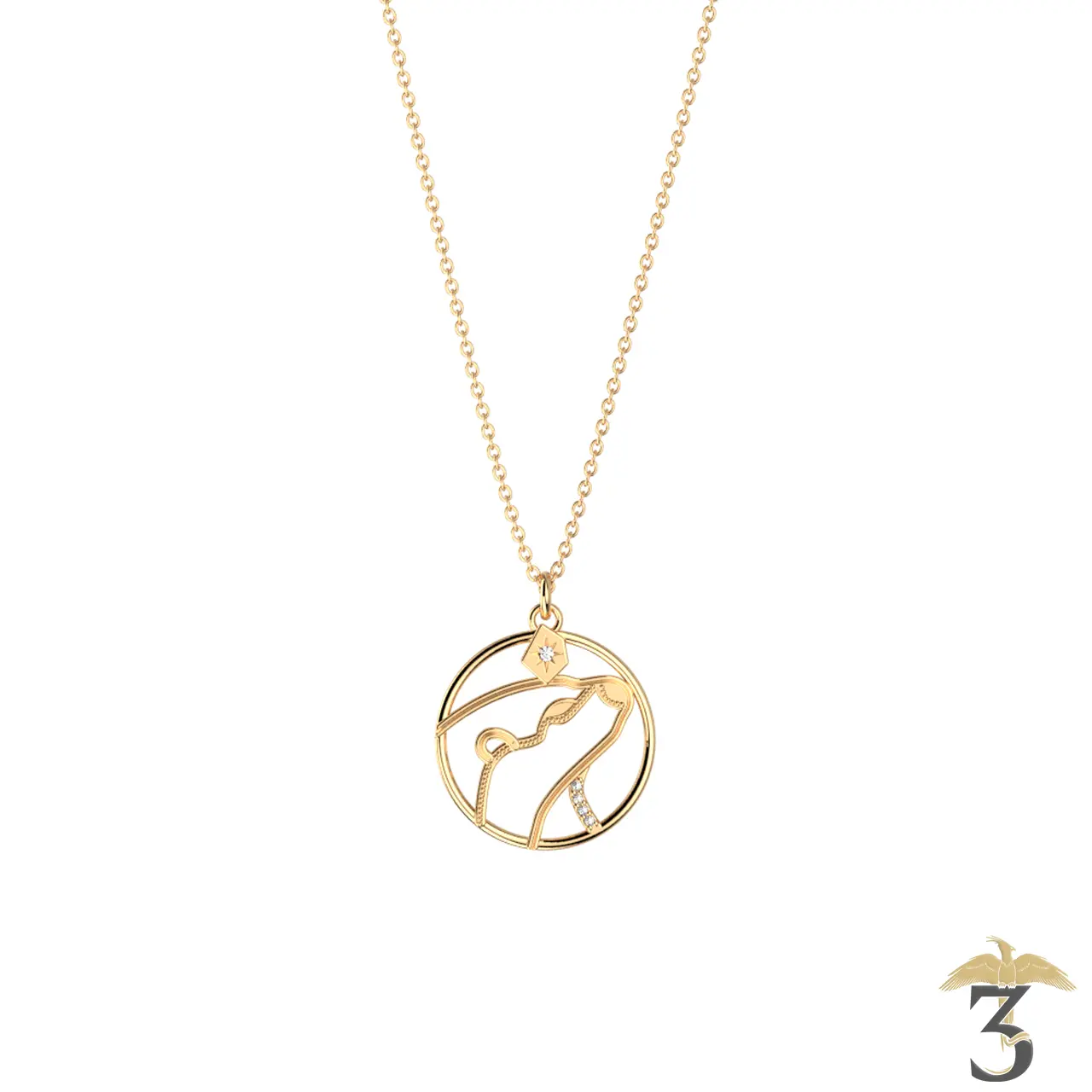 Collier patronus loutre dorée avec cuir – les georgettes x harry potter - Les Trois Reliques, magasin Harry Potter - Photo N°1