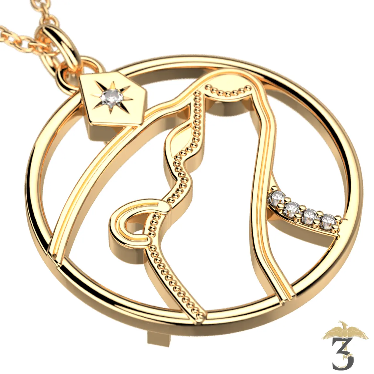Collier patronus loutre dorée avec cuir – les georgettes x harry potter - Les Trois Reliques, magasin Harry Potter - Photo N°2