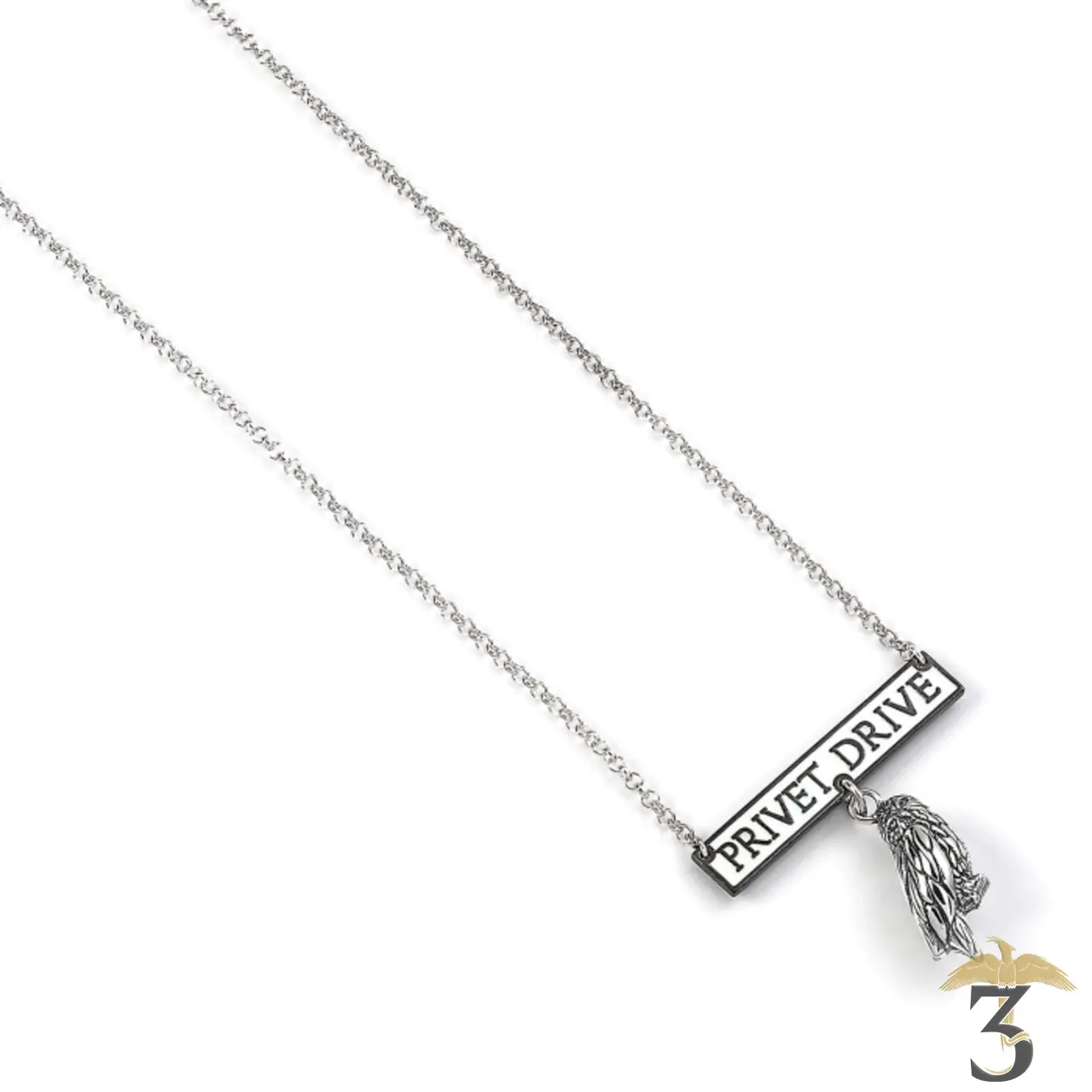 Collier privet drive avec breloque hedwige en argent 925e - Les Trois Reliques, magasin Harry Potter - Photo N°1