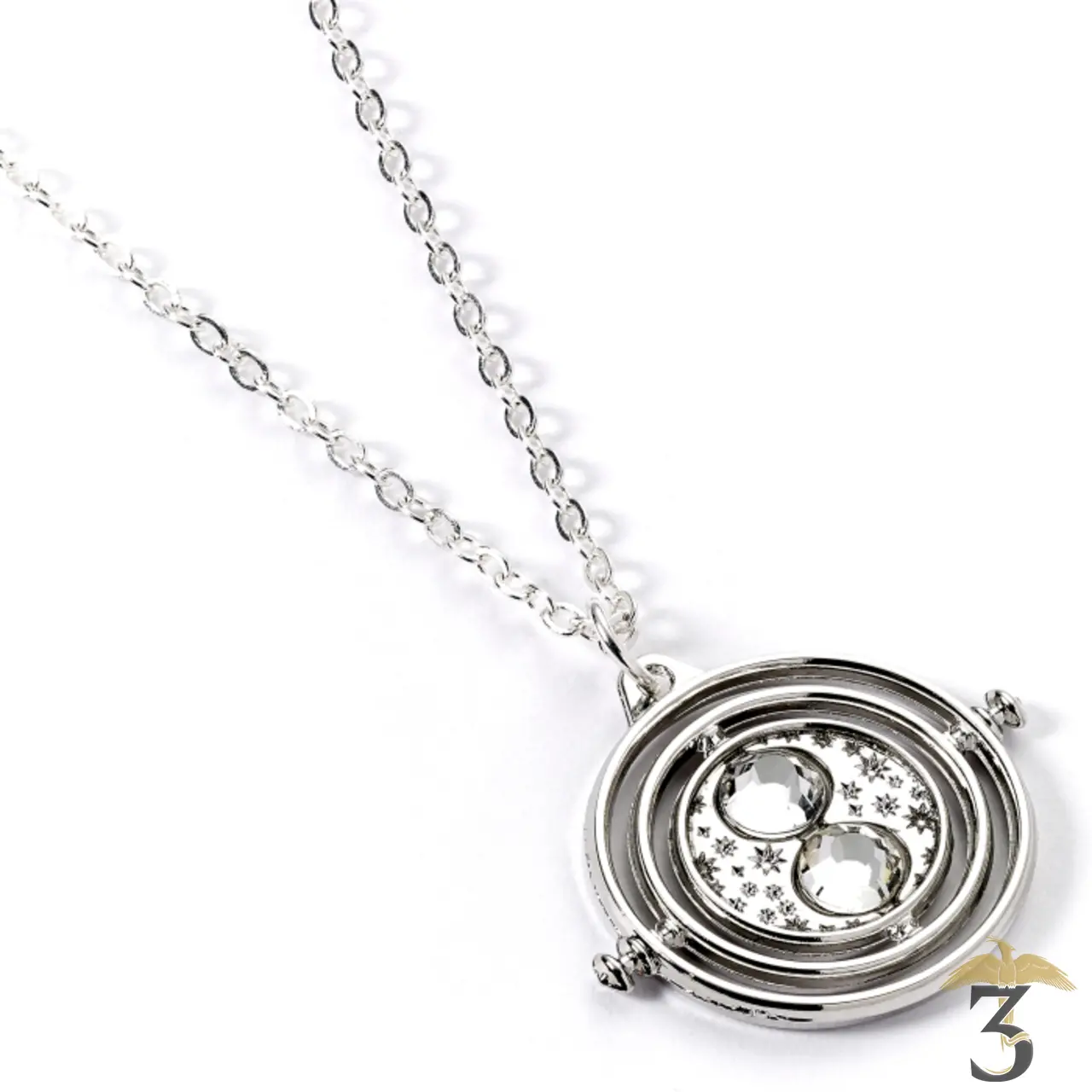 Collier retourneur de temps argenté - Les Trois Reliques, magasin Harry Potter - Photo N°1