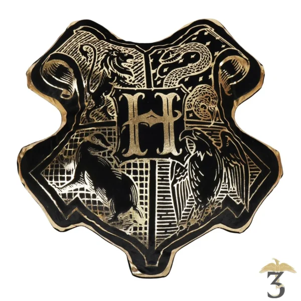 Coussin en velours blason de poudlard 43 cm – harry potter - Les Trois Reliques, magasin Harry Potter - Photo N°1