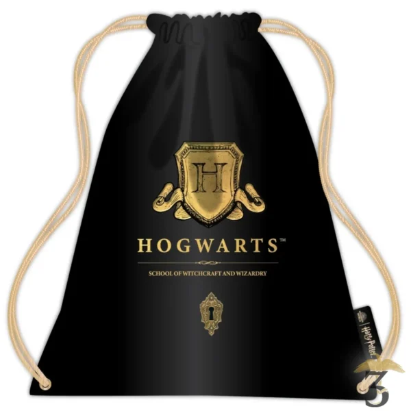 DRAWSTRING BAG HOGWARTS NOIR - Les Trois Reliques, magasin Harry Potter - Photo N°1
