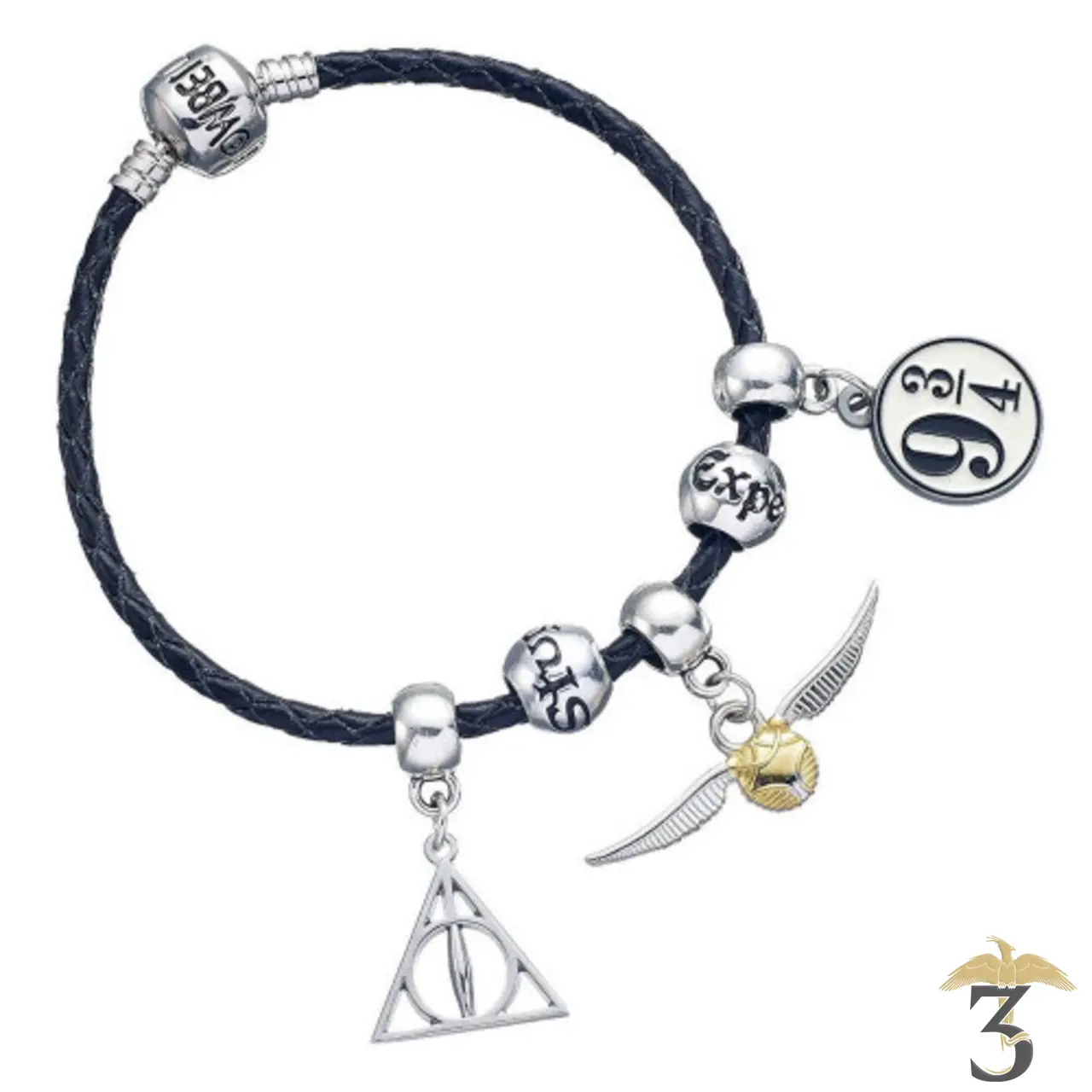 Ensemble charm bracelet cuir noir - Les Trois Reliques, magasin Harry Potter - Photo N°1