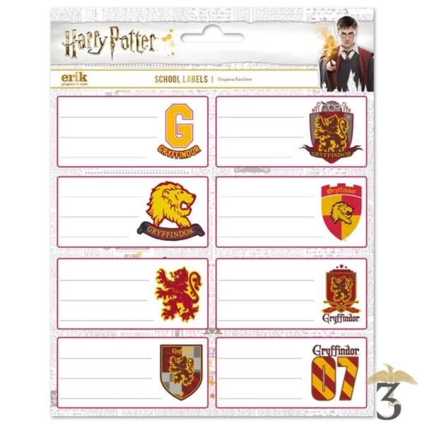 Étiquettes scolaires Gryffondor - Les Trois Reliques, magasin Harry Potter - Photo N°1