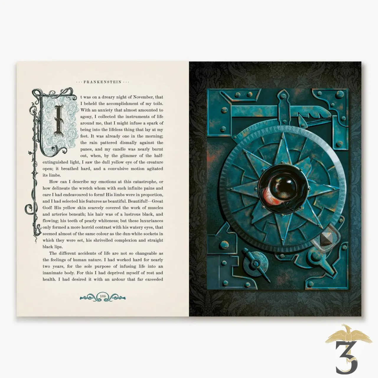 Frankenstein ou le promethee moderne – édition interactive (illustrée par minalima) en vente au magasin Harry Potter Les Trois Reliques, photo N°3