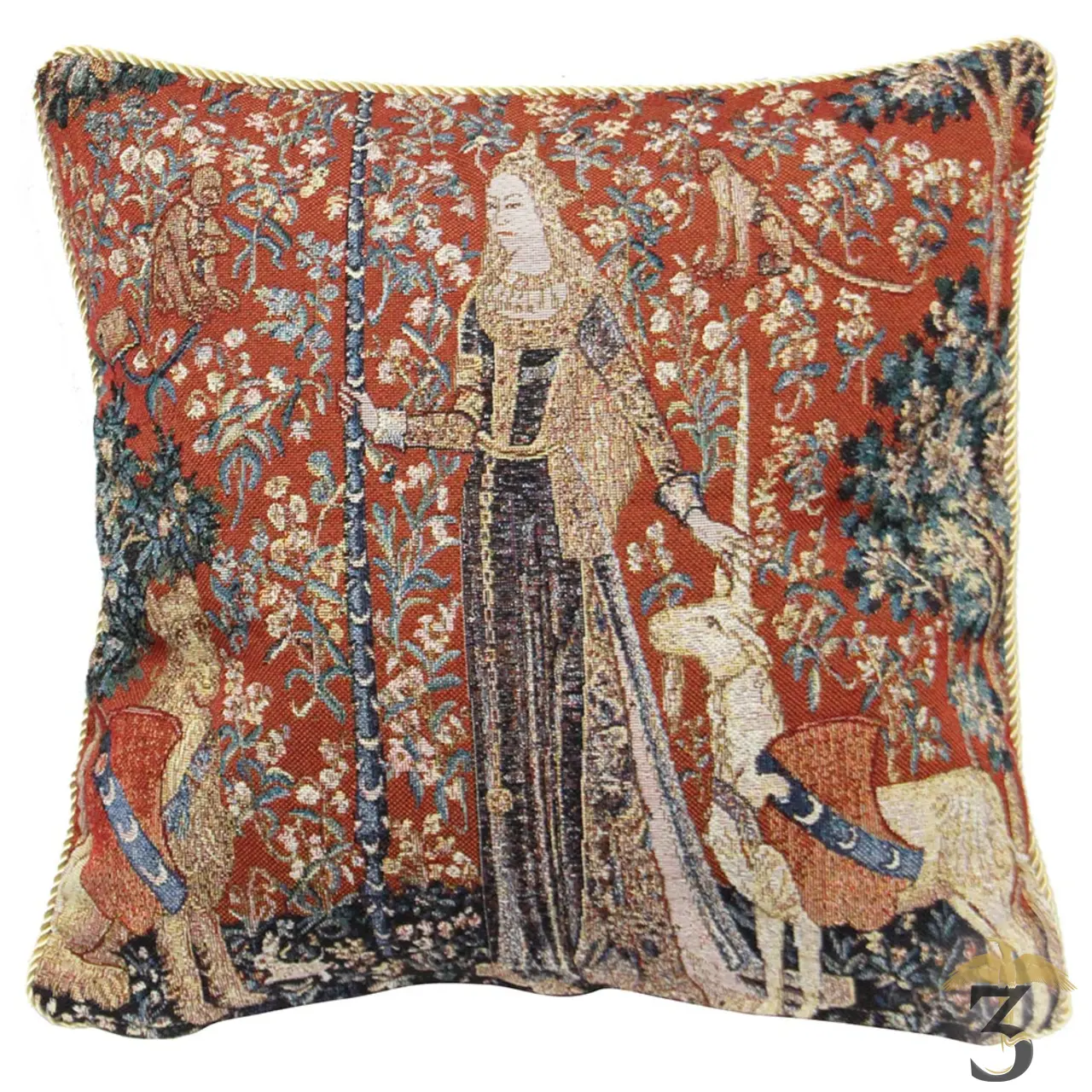 Housse de coussin dame à la licorne – sens du toucher - Les Trois Reliques, magasin Harry Potter - Photo N°1