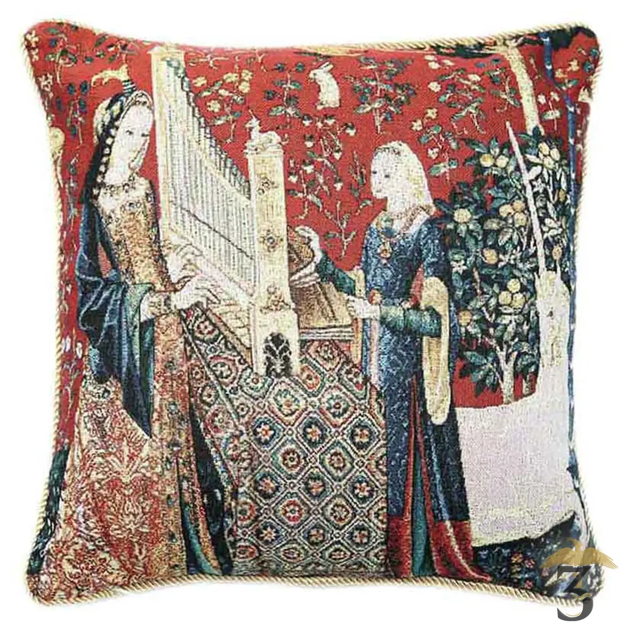 Housse de coussin la dame à la licorne – sens de l’ouïe - Les Trois Reliques, magasin Harry Potter - Photo N°1