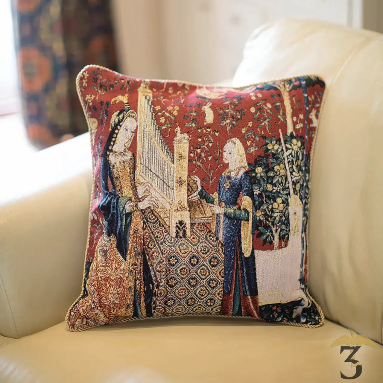 Housse de coussin la dame à la licorne – sens de l’ouïe - Les Trois Reliques, magasin Harry Potter - Photo N°2