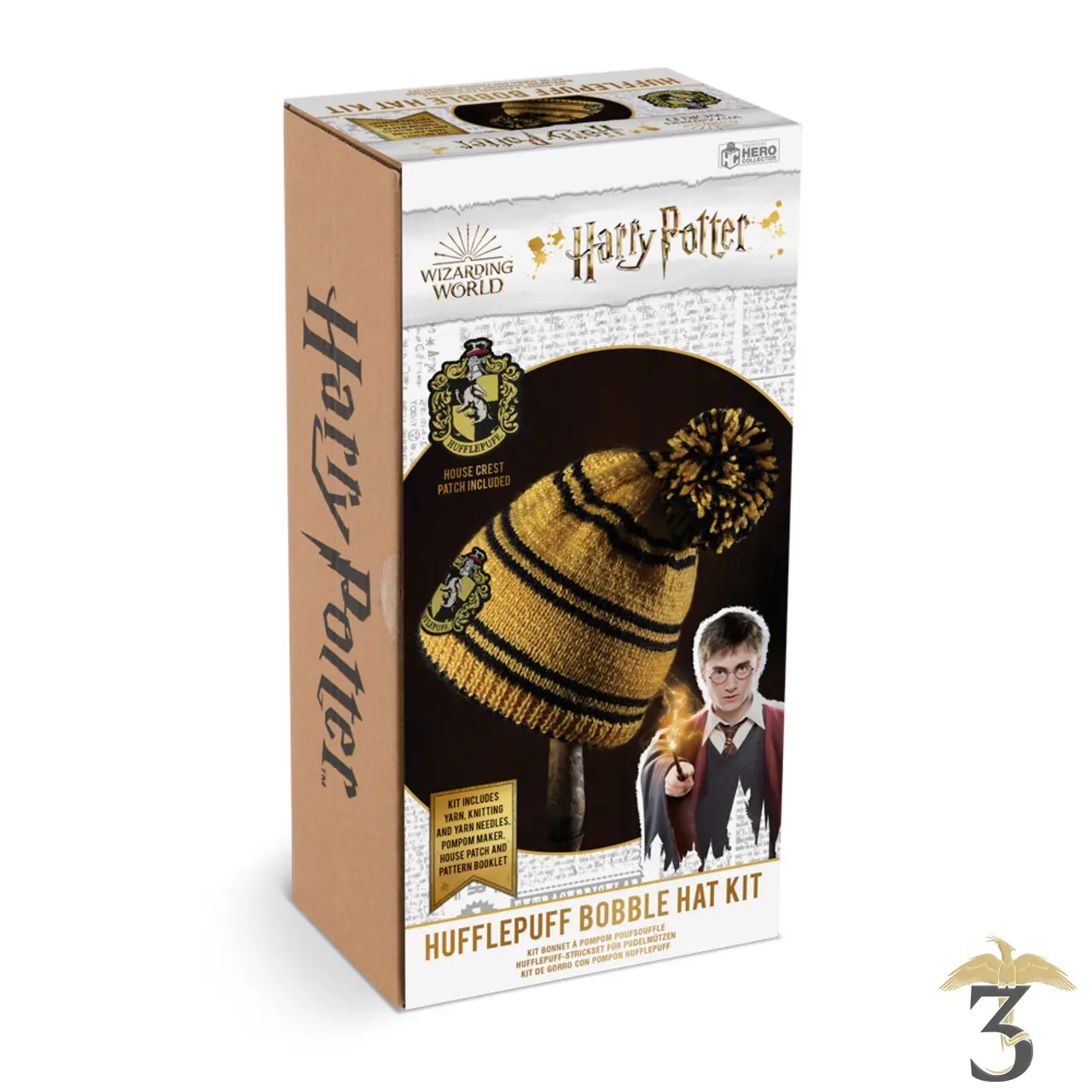 Harry potter - set bonnet pompon + echarpe - poufsouffle - enfants