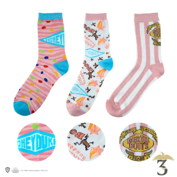 Lot 3 paires de chaussettes honeydukes - Les Trois Reliques, magasin Harry Potter - Photo N°1