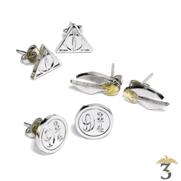 LOT BOUCLES D´OREILLES RELIQUES -VIF D´OR-QUAI - Les Trois Reliques, magasin Harry Potter - Photo N°1