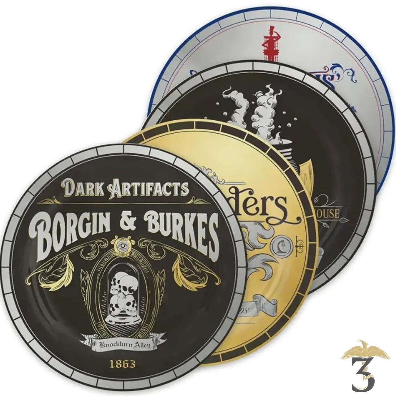 Lot de 4 assiettes chemin de traverse - Les Trois Reliques, magasin Harry Potter - Photo N°1