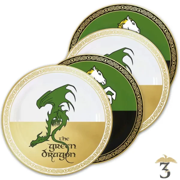 Lot de 4 assiettes seigneur des anneaux – tavernes - Les Trois Reliques, magasin Harry Potter - Photo N°1