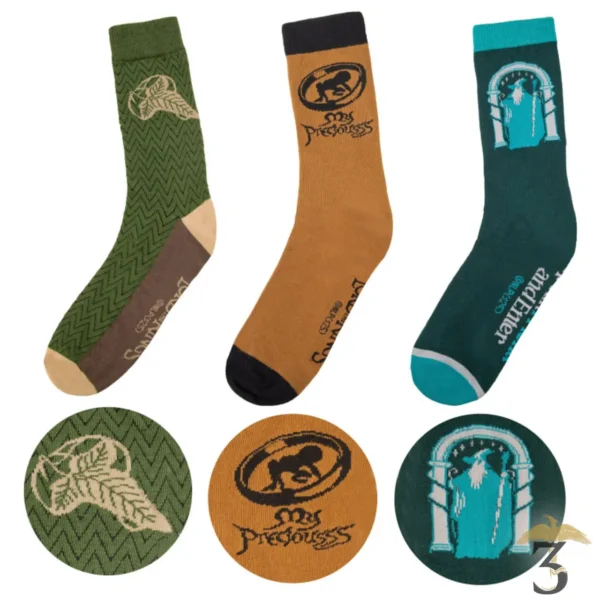 Lots 3 paires de chaussettes – le seigneur des anneaux - Les Trois Reliques, magasin Harry Potter - Photo N°1