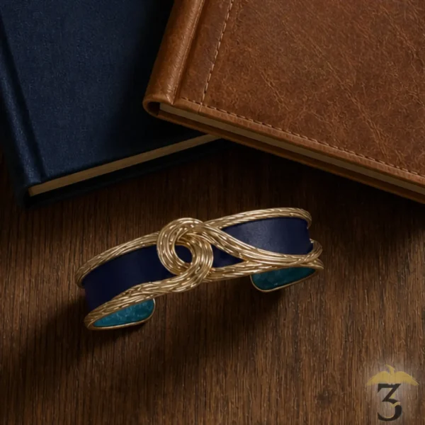 Manchette présage dorée avec cuir – les georgettes x harry potter - Les Trois Reliques, magasin Harry Potter - Photo N°5