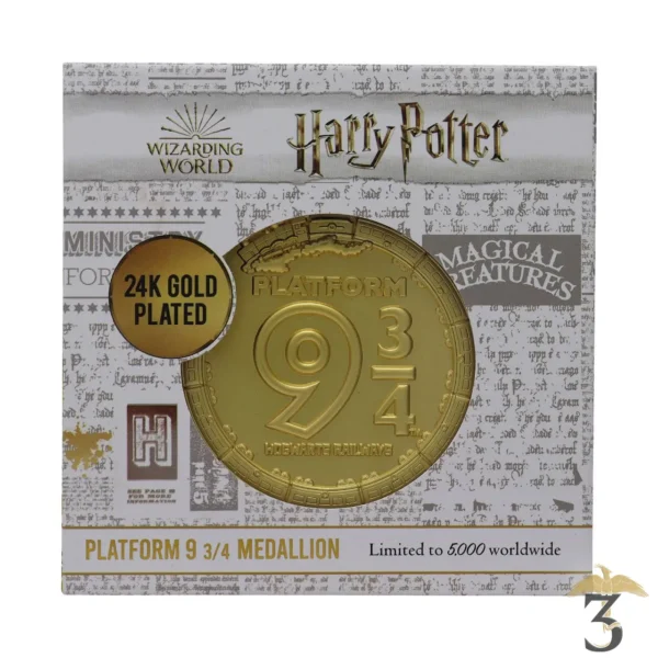MEDAILLION PLATEFORME 9 3/4 COLLECTOR PLAQUE OR - Les Trois Reliques, magasin Harry Potter - Photo N°2