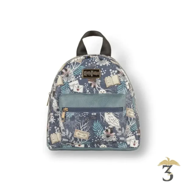 MINI SAC A DOS HEDWIGE A IMPRIME FLORAL BLEU (Harry Potter) - Les Trois Reliques, magasin Harry Potter - Photo N°1