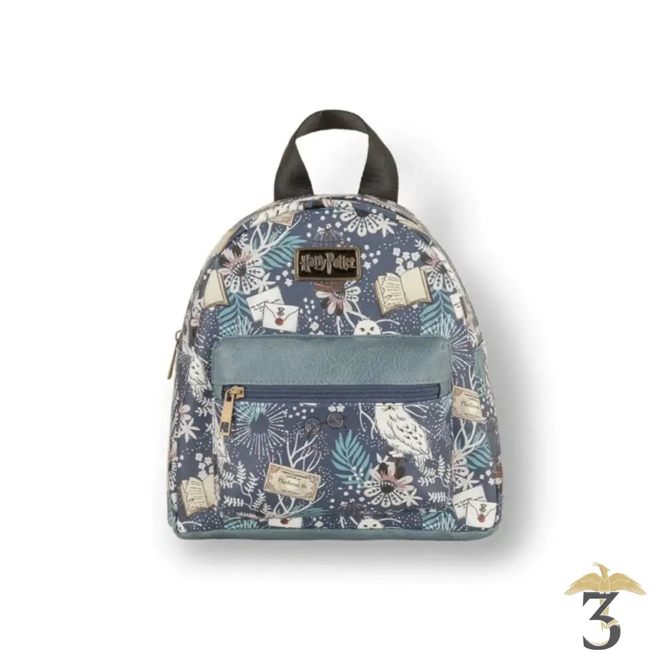 MINI SAC A DOS HEDWIGE A IMPRIME FLORAL BLEU (Harry Potter) - Les Trois Reliques, magasin Harry Potter - Photo N°1