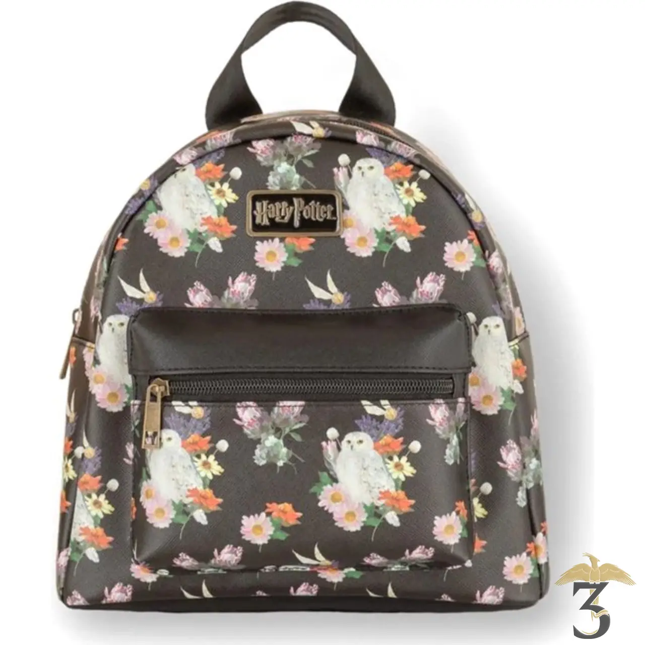 Mini sac à dos hedwige florale noir - Les Trois Reliques, magasin Harry Potter - Photo N°1