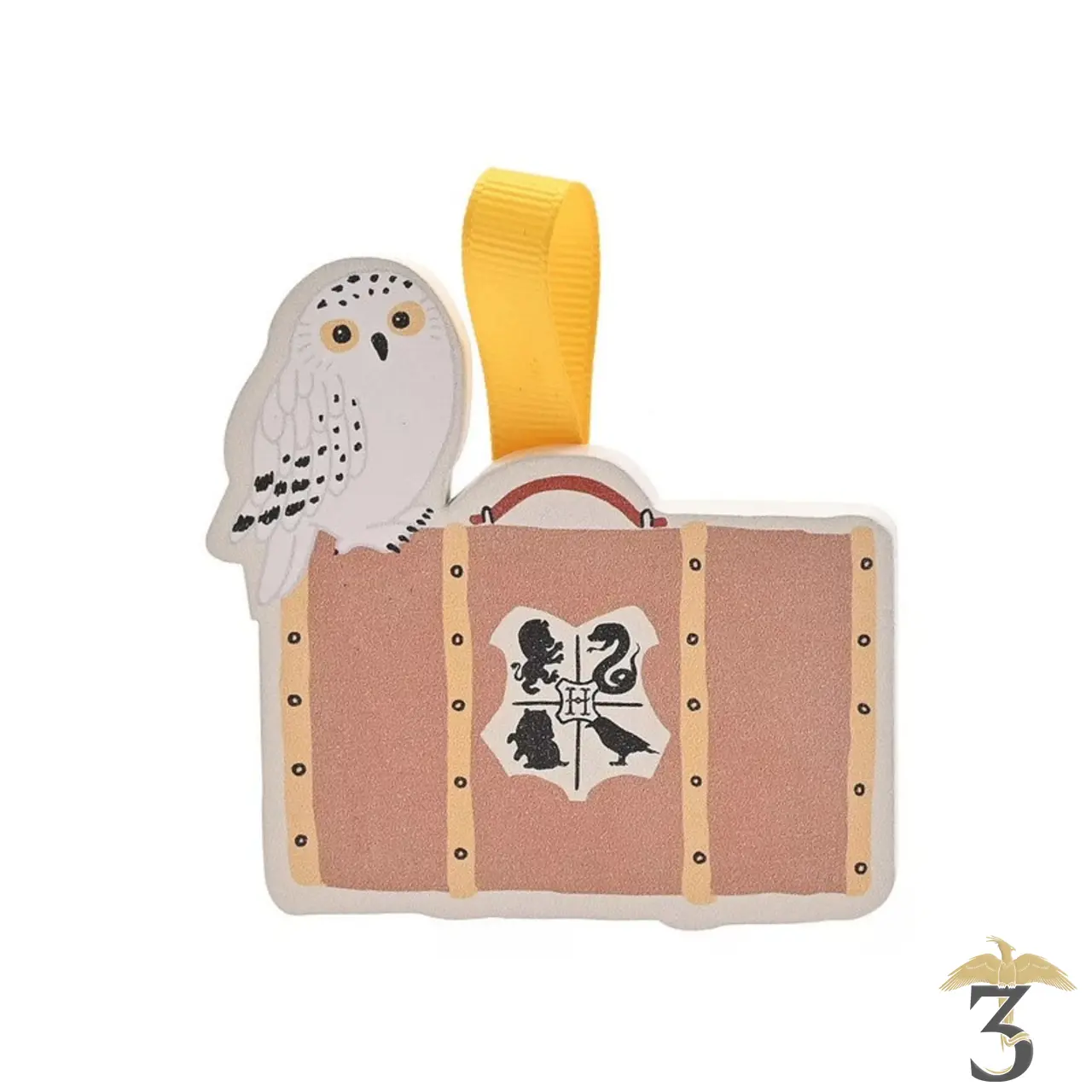 Ornement en bois hedwige valise - Les Trois Reliques, magasin Harry Potter - Photo N°1