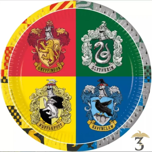 Pack 8 assiettes en carton Harry Potter Hogwarts - Les Trois Reliques, magasin Harry Potter - Photo N°1
