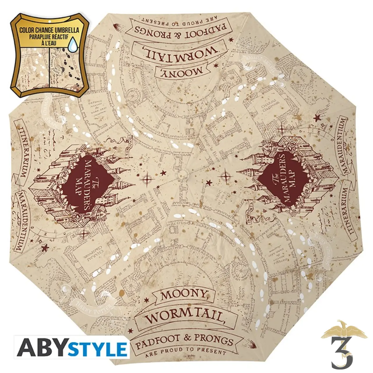 Parapluie carte du maraudeur reactif a l eau - Les Trois Reliques, magasin Harry Potter - Photo N°3