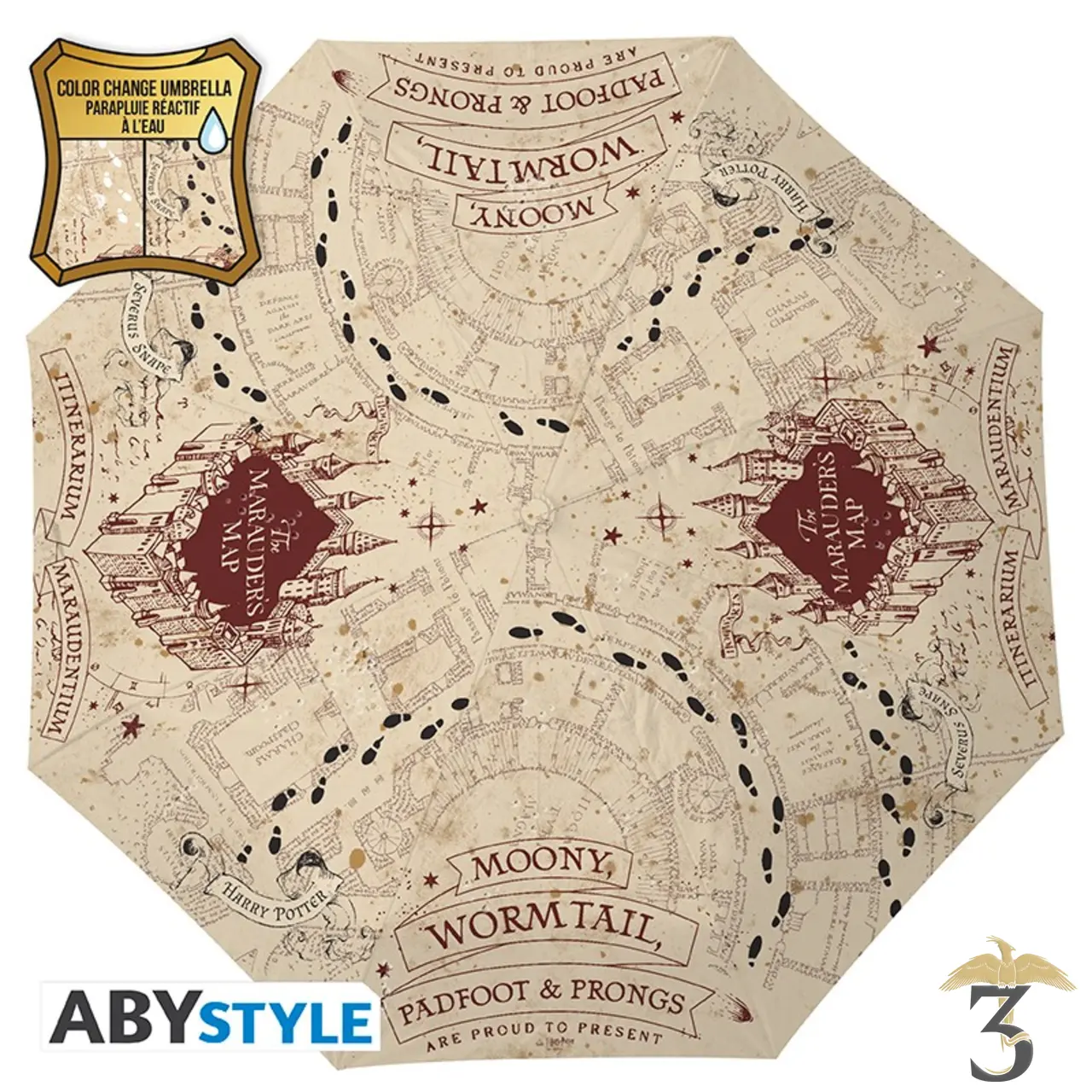 Parapluie carte du maraudeur reactif a l eau - Les Trois Reliques, magasin Harry Potter - Photo N°4