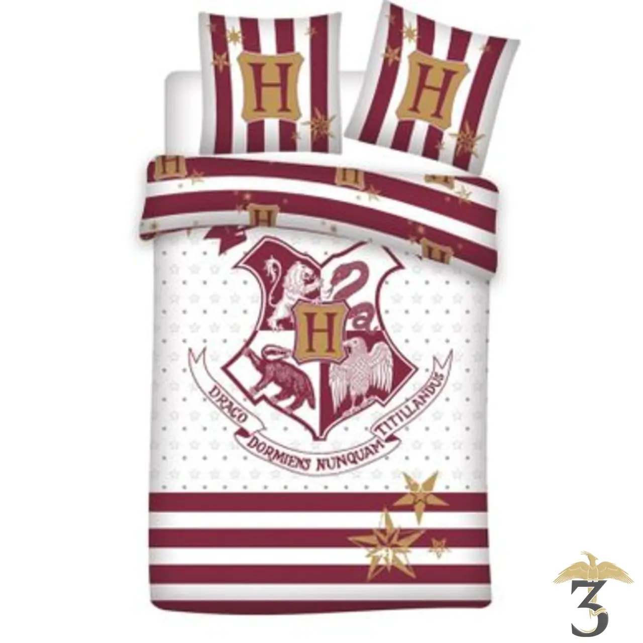 Parure de lit hogwarts rouge/blanc - Les Trois Reliques, magasin Harry Potter - Photo N°1