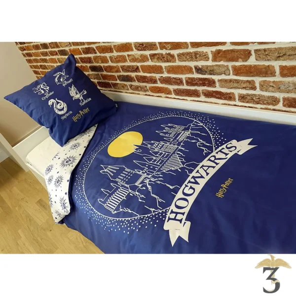 Parure housse de couette bleu hogwarts en coton 140×200 cm - Les Trois Reliques, magasin Harry Potter - Photo N°2