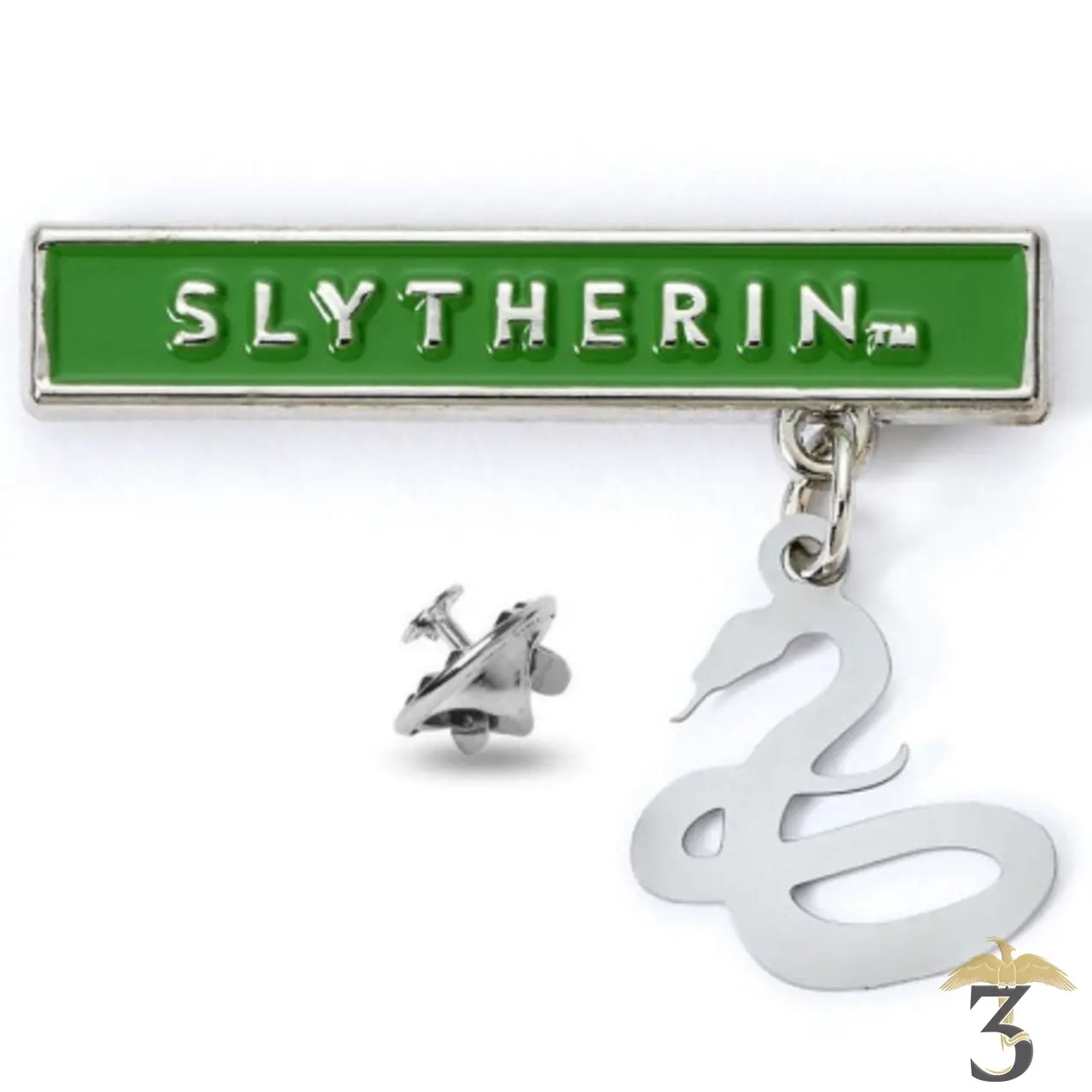 Pin´s plaque et charm serpentard - Les Trois Reliques, magasin Harry Potter - Photo N°1