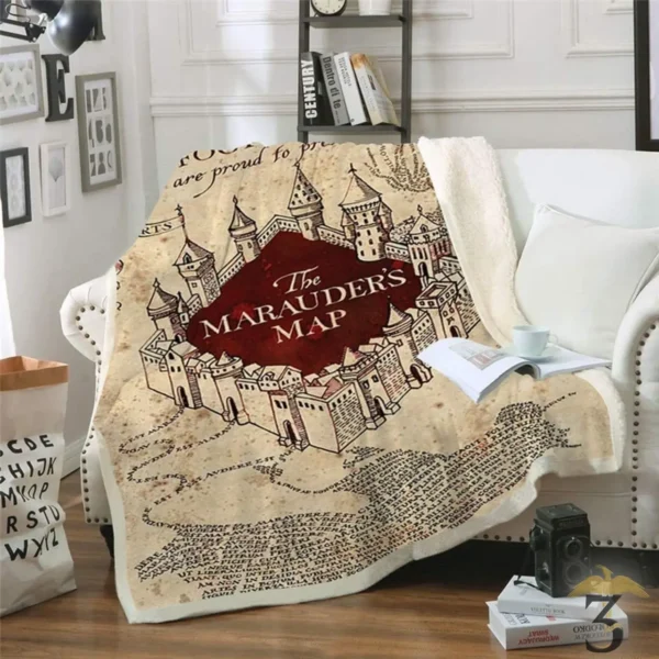 PLAID SHERPA MARAUDER MAP - Les Trois Reliques, magasin Harry Potter - Photo N°2