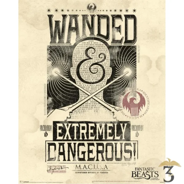 POSTER FANTASTIC BEASTS (EXTREMELY DANGEROUS) - Les Trois Reliques, magasin Harry Potter - Photo N°1