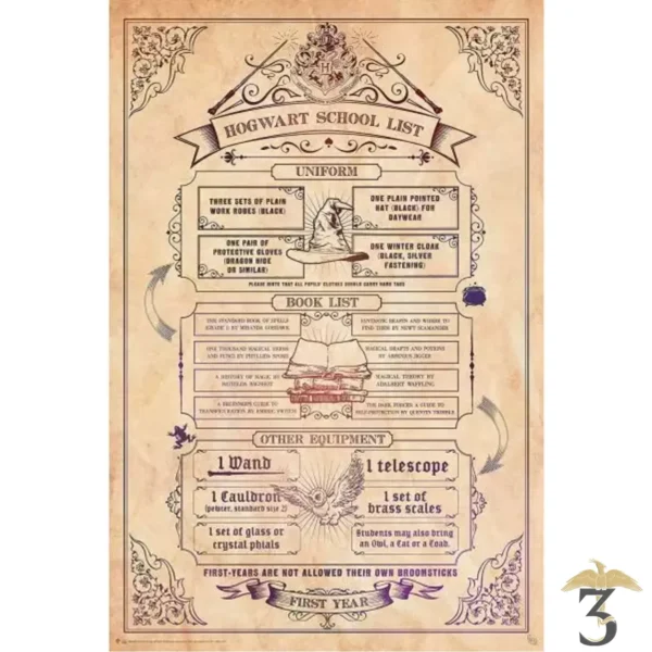 Poster liste d´école 61×91 - Les Trois Reliques, magasin Harry Potter - Photo N°1