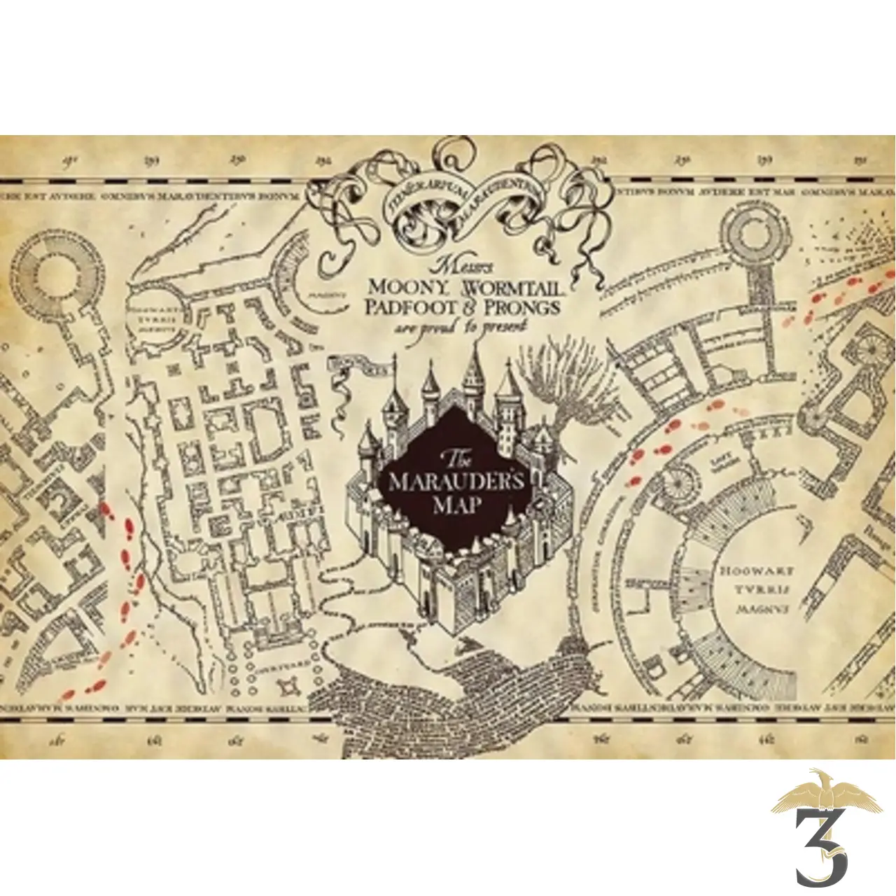Poster parchemin carte du maraudeur - Les Trois Reliques, magasin Harry Potter - Photo N°1