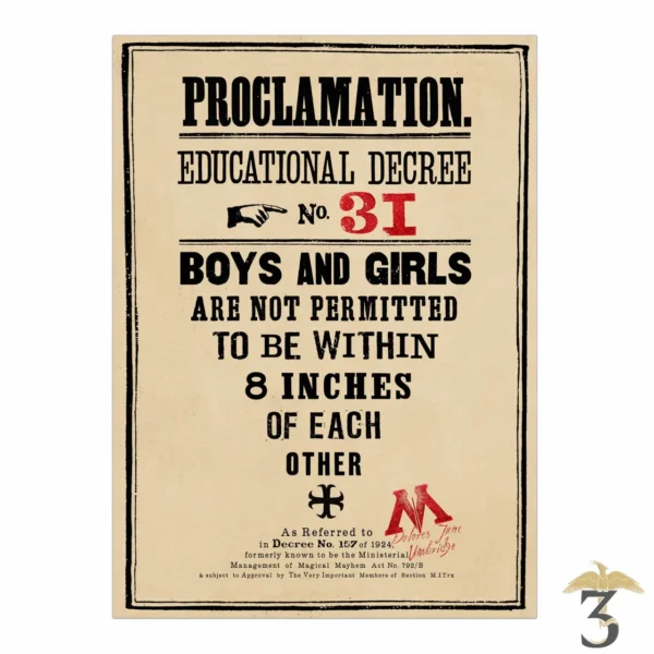 Poster Proclamation N°31 - MinaLima - Les Trois Reliques, magasin Harry Potter - Photo N°1