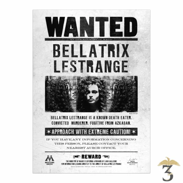 Poster Wanted Bellatrix - MinaLima - Les Trois Reliques, magasin Harry Potter - Photo N°1