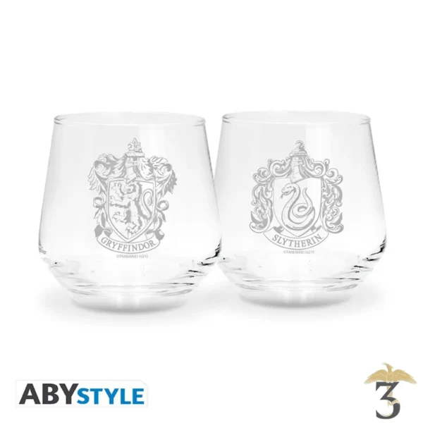 SET 2 VERRES GRYFFONDOR / SERPENTARD - Les Trois Reliques, magasin Harry Potter - Photo N°1