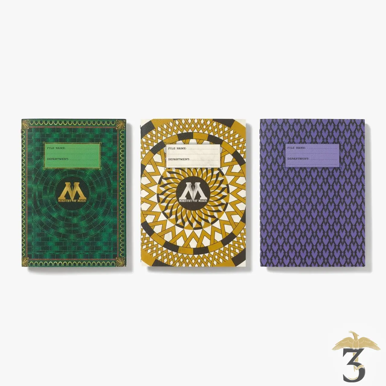 Set 3 carnets ministère de la magie minalima - Les Trois Reliques, magasin Harry Potter - Photo N°1