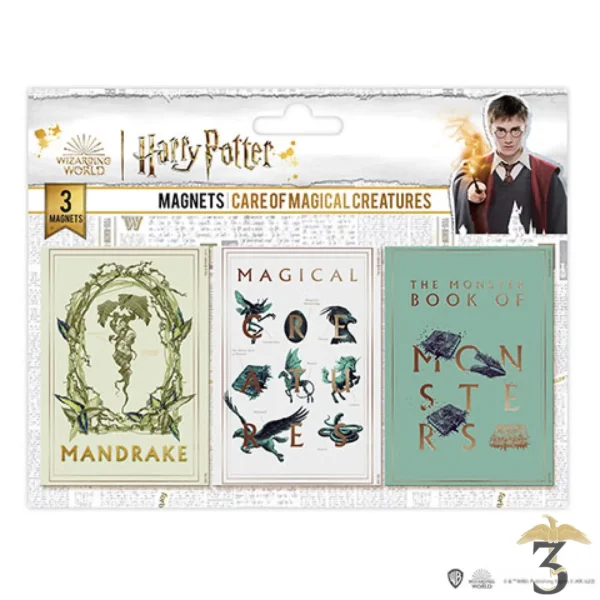 SET 3 MAGNETS SOINS CREATURES MAGIQUE - Les Trois Reliques, magasin Harry Potter - Photo N°1