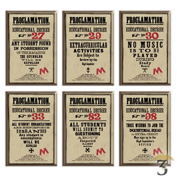 SET 6 MAGNETS – PROCLAMATIONS - Les Trois Reliques, magasin Harry Potter - Photo N°1
