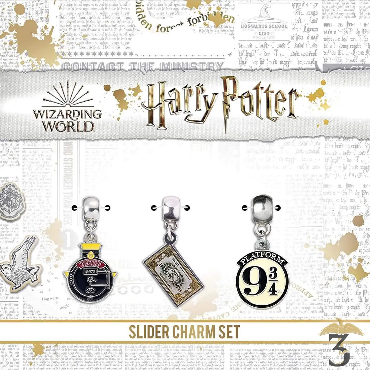 Set charm poudlard express x3 plaqué argent - Les Trois Reliques, magasin Harry Potter - Photo N°1