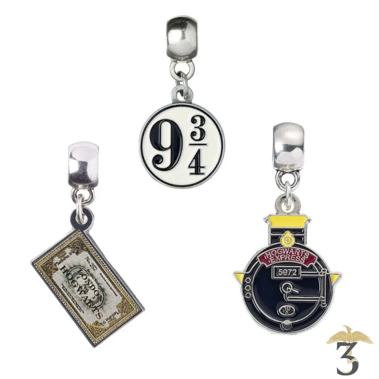 Set charm poudlard express x3 plaqué argent - Les Trois Reliques, magasin Harry Potter - Photo N°2