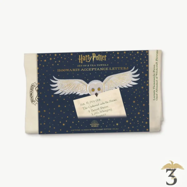 Set de 2 torchons lettre d’acceptation de poudlard minalima - Les Trois Reliques, magasin Harry Potter - Photo N°1