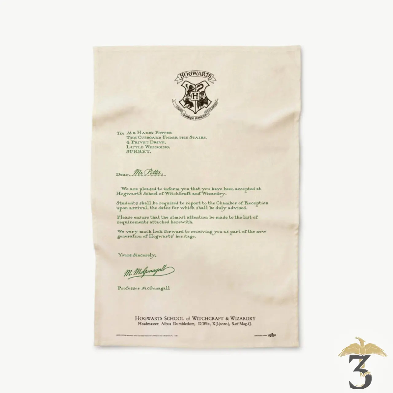 Set de 2 torchons lettre d’acceptation de poudlard minalima - Les Trois Reliques, magasin Harry Potter - Photo N°2