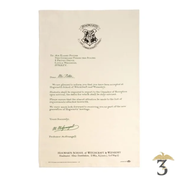 Set de 2 torchons lettre d’acceptation de poudlard minalima - Les Trois Reliques, magasin Harry Potter - Photo N°2