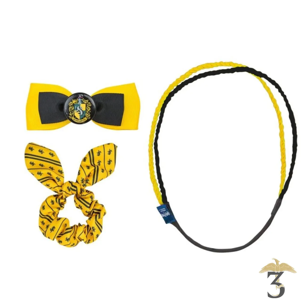 Set de 3 accessoires cheveux poufsouffle trendy - Les Trois Reliques, magasin Harry Potter - Photo N°1