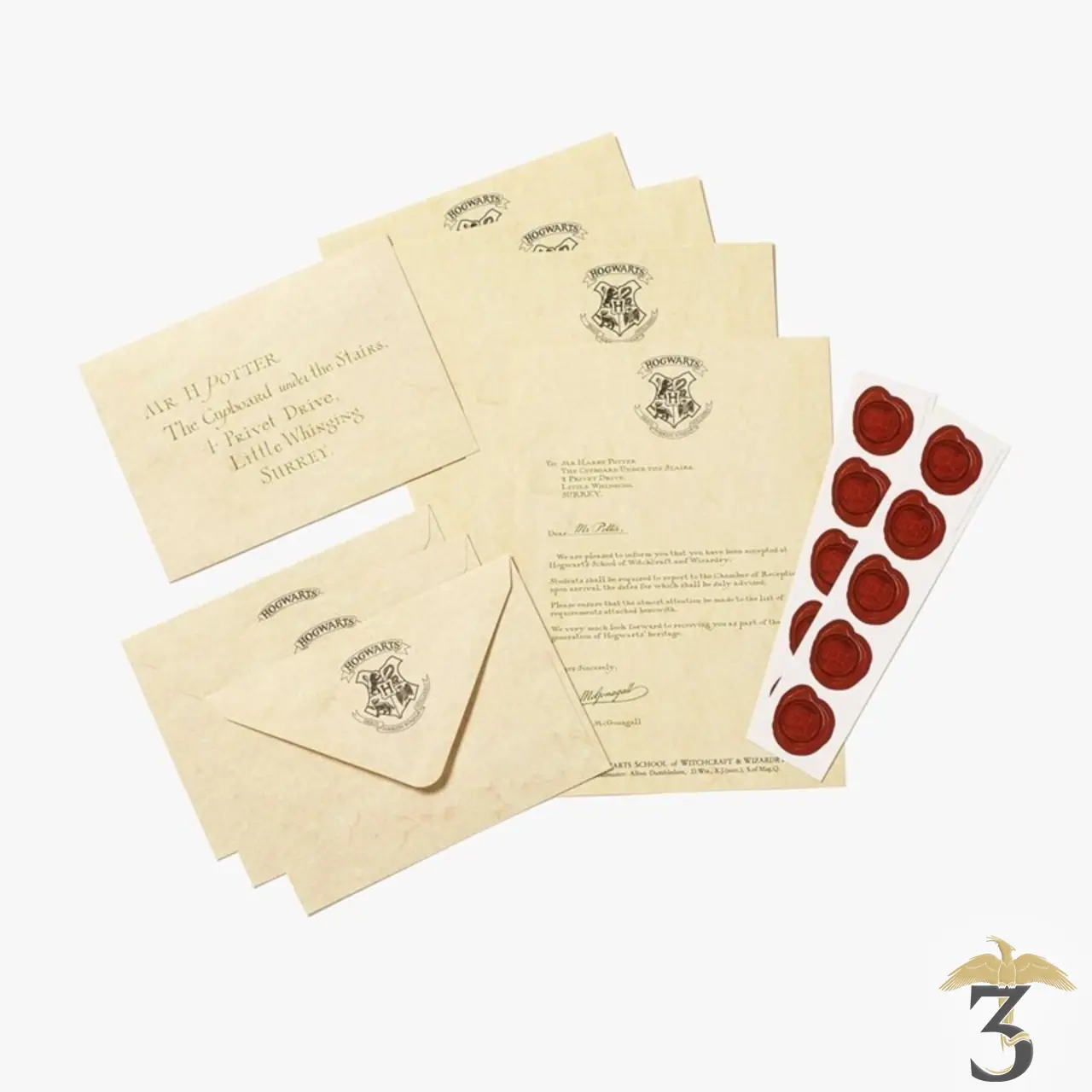 Set d’écriture lettre acceptation harry potter – minalima – 25 ans de magie - Les Trois Reliques, magasin Harry Potter - Photo N°1
