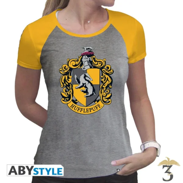 T-SHIRT POUFSOUFFLE JAUNE/GRIS FTXS - Les Trois Reliques, magasin Harry Potter - Photo N°1