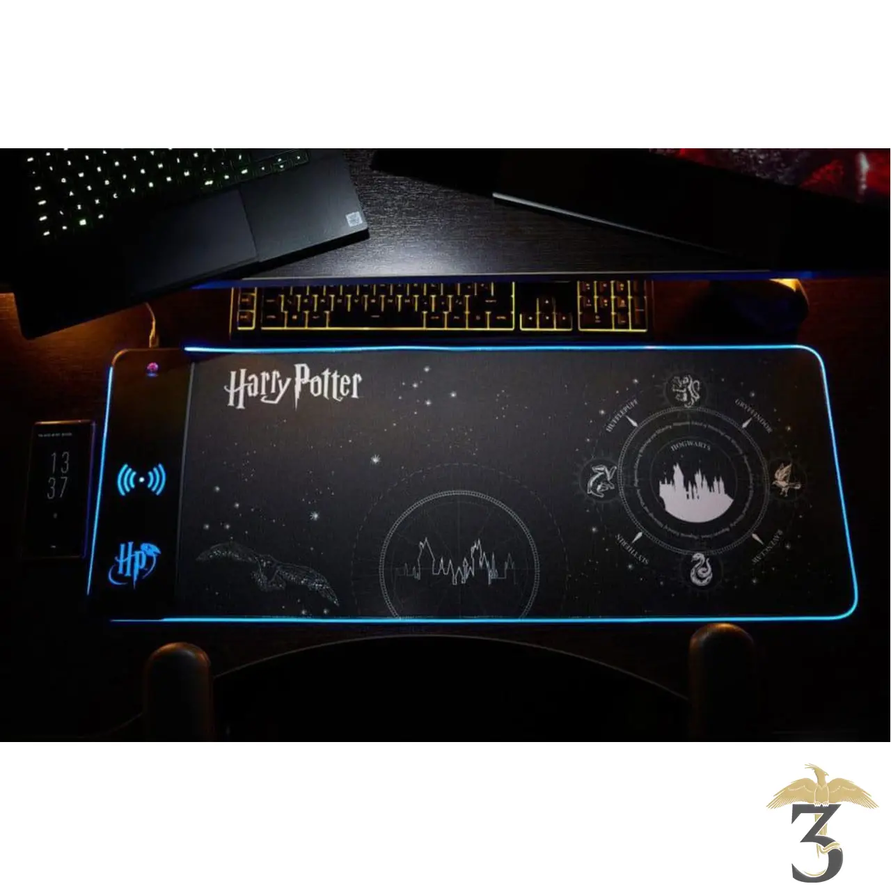 Tapis de souris lumineux avec chargeur induction - Les Trois Reliques, magasin Harry Potter - Photo N°3