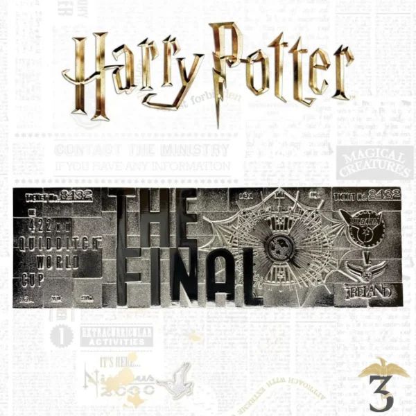 Ticket de la Coupe du Monde de Quidditch plaqué argent - ÉDITION LIMITÉE - Les Trois Reliques, magasin Harry Potter - Photo N°1
